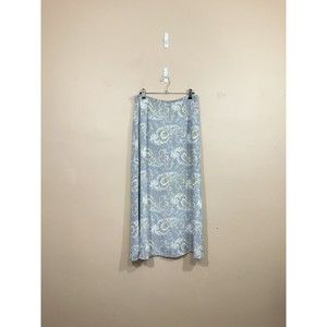 VTG Womens Paisley Midi Skirt 10 Blue 90s Cottage Prairie Boho Soft Girl Retro